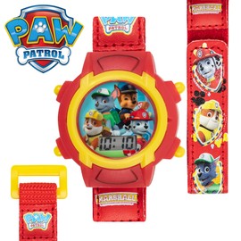 Nickelodeon Paw Patrol Kids Digital Watch with LCD Display, Velcro Strap, Chase, Marshall, Rubble & Rocky, Perfect for Young Fans Learning to Tell Time, Ideal Gift for Kids Ages 3+