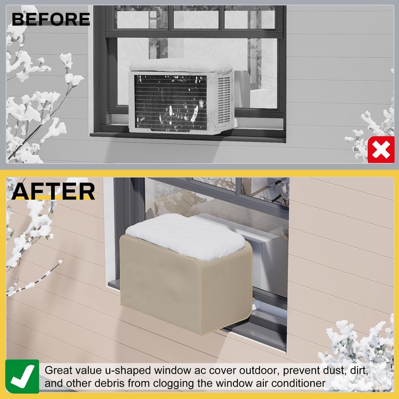 Powrocket Window Air Conditioner Cover for U-Shaped Window AC Units,3