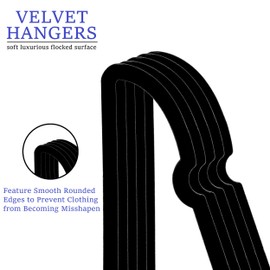 JIUXCF Black Velvet Hangers 50 Pack, 16" Non Slip Adult Hangers, Slim Clothes Hanger with 360 Degree Swivel Hook - Durable & Cute