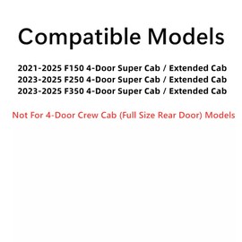 Tempered Driver Left Side Rear Door Window Door Glass Compatible with Ford F150 2021-2025 F250 F350 2023-2025 4-Door Extended/Super Cab Models