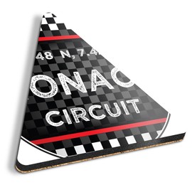1 x Triangle Coaster - Monaco Circuit Racing Checkered Flag Cork Backed MDF Glossy Tea Coffee Accessory #61147