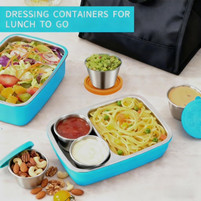 2 Sizes Salad Dressing Container to Go,Leakproof Condiment Containers with