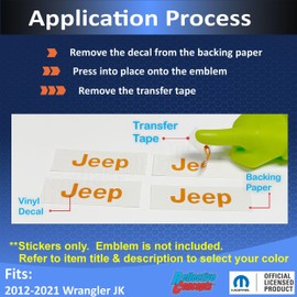 Reflective Concepts Jeep Center Cap Lettering Overlay Decal Stickers - Fits: 2012-2021 Jeep Wrangler - (Color: Gloss Red)