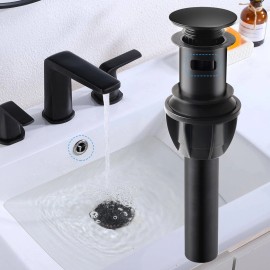 Hibbent 2 Pack Pop Up Drain Stopper for Bathroom Sink, Sink Drain with Overflow, - Matte Black