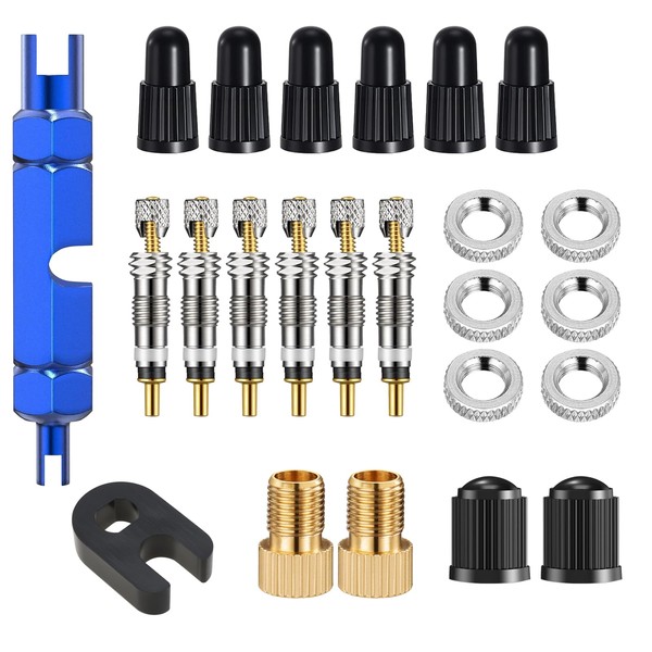 Presta Valve Core Replacement Set - 6 x Brass Valve