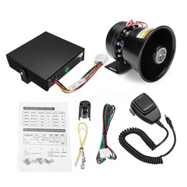 Car Warning Alarm 400W DC12V 9 Sound Loud Police Fire Horn Speaker System + Mic Loud Speaker System Universal After-Market Parts