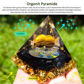 Tyuodna Orgonite Pyramid, Gemstones Healing Stones, Orgone Pyramid, Reiki Chakra Stones, Crystal Stones for Chakra Healing, Meditation, Yoga, Esoteric Gifts (Black Crystal Ball)