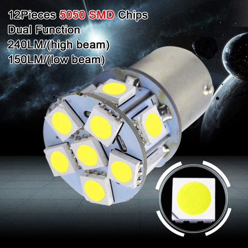 Ruiandsion 2pcs 1157 LED Bulb White 6V BAY15D 5050 12SMD