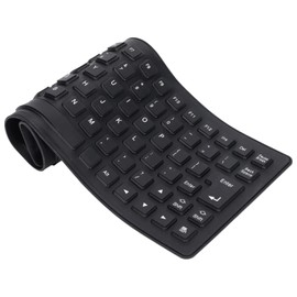 Silicone Folding Keyboard Portable Soft Keyboard Kit, USB Wired Silicone Keyboard for PC 85 Keys Standard Keyboard Light Weight Silent and Soft Flexible Keyboard Tool Waterproof (Black)