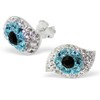 Small Evil Eye Crystal Studs Earrings 925 Sterling Silver Posts