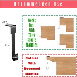 Guojanfon Christmas Stocking Holders, Metal Mantel Hooks Hanger Non-Slip Christmas Stocking Hooks for Fireplace Mantle Christmas Party Decoration (Black)(6pcs-Black)