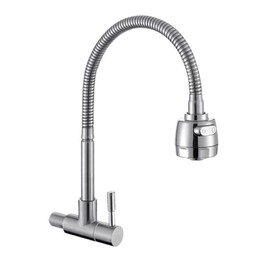 HAMILO Horizontal Faucet, Single Faucet, Single Lever Basin Faucet, Shower Switchable, Stainless Steel