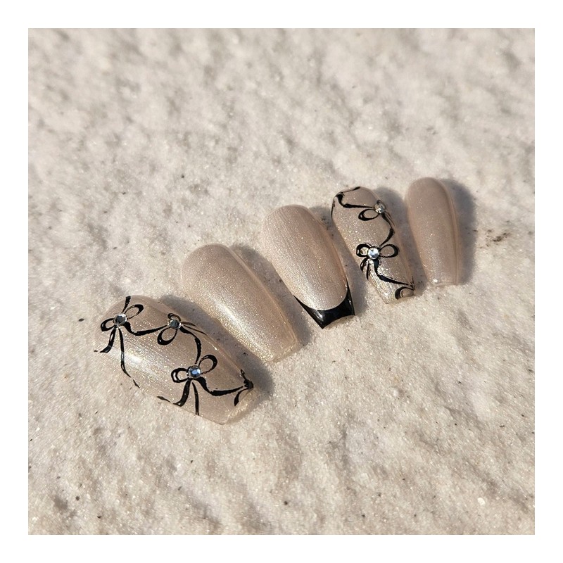 Ribbon handmade nail tip - long point / 리본 수제네일팁