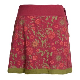 Vishes Women's Floral Skirt, Alternative Clothing, Layered Look, with Mandala and Ethnic Print - dark red Floral, size: 42