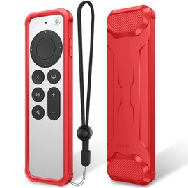 Fintie Protective Case for Apple TV Siri Remote 2021 2022 - Soft TPU Lightweight Anti Slip Shockproof Cover for for Apple TV 4K / HD Siri Remote Controller (2nd Gen / 3rd Gen), Red