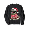 Dog Pug Ugly Sweater Santa Hat Christmas Sweatshirt, black