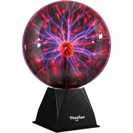 Theefun 20 cm Magic Plasma Ball, Light Ball, Electrostatic Ball, Touch Sensitive Flash Ball, Flashing Educational Toy, Plasma Lamp, Sphere Light Effects, Red