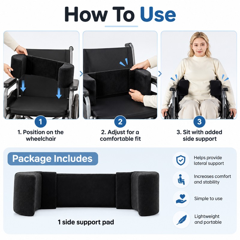 Wheelchair Side Support Pad with Adjustable Side Plate – Lateral