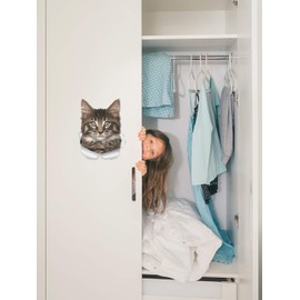 Winston & Bear Maine Coon Cat Wall Decals - 2 Pack - Tabby Maine Coon Kitty Cat Toilet Sticker - 3D Cat Car Window and Bumper Sticker - Retail Packaged Cat Lover Gifts