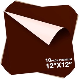Dysania Brown HTV Heat Transfer Vinyl Bundle - 10 Pack (12" x 12") Brown HTV Vinyl, PU Iron on Vinyl for Silhouette Cameo or Heat Press Machine