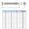 3.5X55mm Drywall Black Screws, Self Tapping Phillips Countersunk Head, Fine