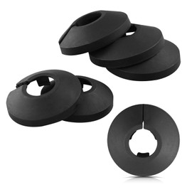 Pack of 6,15mm Plastic Radiator Pipe Covers Black Pipe Collars Split Plastic Lightweight Escutcheon Cover Plate for Wall Pipe Tube Decoration