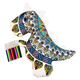 TREX DINOSAURIO GIGANTE MANDALA 3D peluche didáctico para colorear lavable y reutilizable con set de plumones base agua Juguete educativo original, inolvidable y divertido para niñas y niños
