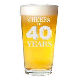 Veracco Cheers To 40 Years Forties Birthday Gift For Him Her Forty and Fabulous Pint Beer Glass (Clear, Glass)