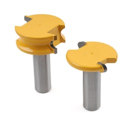 Newsmarts 1/2" Shank Flute & Router Bead Bit Dia Canoe Cutter Milling Woodworking Set Carbide Yellow & Silver 2PCS