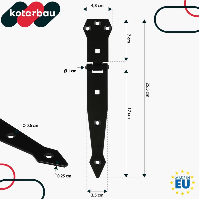KOTARBAU® Door Hinge Door Hinge Powder Coated Shop Hinge Cross