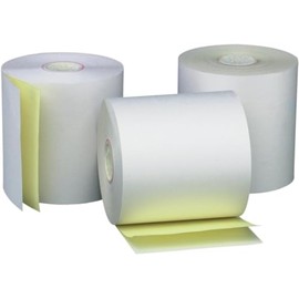 (30 Rolls + 3 Ribbons) 2 Ply Carbonless Rolls 3" X 95 Feet White/Yellow Receipt Paper POS Cash Register White/Canary With 3 Pcs of Star SP700 Ribbons – 30 Two Ply Rolls Fits SP2000 UP389 TMU 220 250