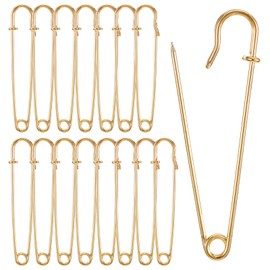 15 Pcs Large Safety Pins Gold Extra Large Safety Pins 4 Inch Safety Pins Heavy Duty Upgrade Safety Pins for Clothes Shawls Leather Canvas Blankets Crafts Kilts(Gold)