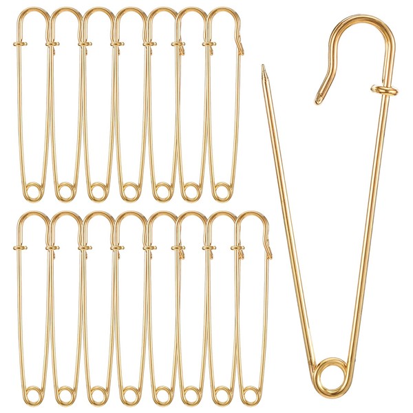 15 Pcs Large Safety Pins Gold Extra Large Safety Pins