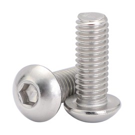 3/8-16 x 1/2" Button Head Socket Cap Screws, 304 Stainless Steel 18-8, Bright Finish, Fully Threaded, Coarse Thread UNC, 15 PCS