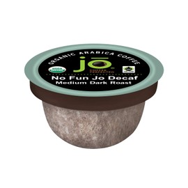 NO FUN JO DECAF: 72 Cup Organic Swiss Water Process Decaffeinated Single Serve Coffee, Eco-Friendly Compostable Coffee Pods for Keurig 2.0 K-Cup Compatible Brewers, Medium/Dark Roast, Fair Trade Certified, Non-GMO, Chemical Free, Gluten Free Decaf
