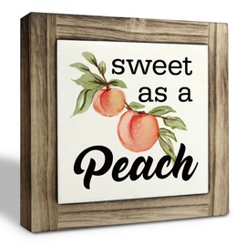 Peach Wood Plaque Sign, Sweet as A Peach, Box Wood Plaques Desk Décor, Peach Saying Plaque, Decorative Wooden Table Sign, Farmhouse Summer Decor, Rustic Home Decor, Primitive Wood Sign