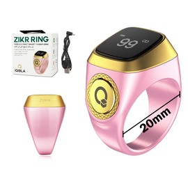 Anlising Smart Ring Counter, Smart Tasbih Zikr Ring, Muslim Islamic Prayer Smart Rings, Tasbih Counter Smart Ring, Tasbeeh Smart Counter, Digital Electronic Smart Tally Counter for Prayer (Pink, 20MM)