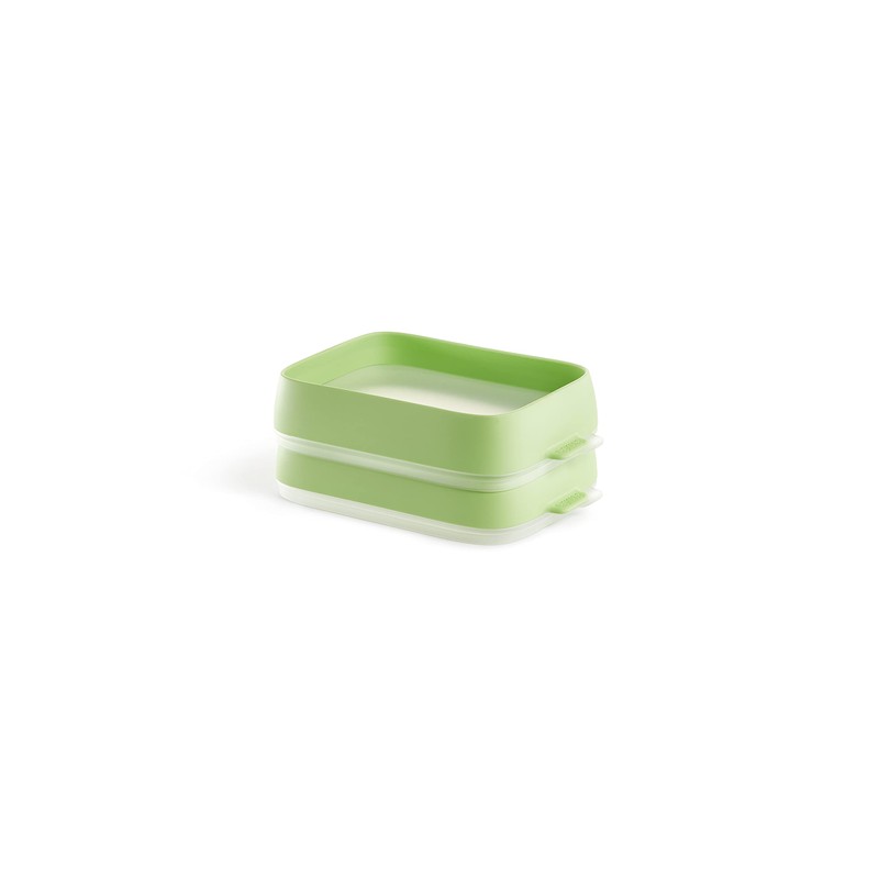 Lékué Set Seal Trays, wiederverwendbares Aufbewahrungsbehälter, 2 Stück, grün, 22x15x5
