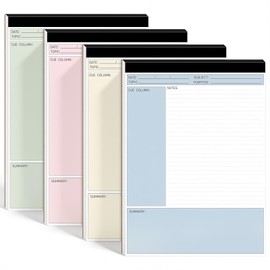 gisgfim 4Pack Cornell Notes Notebook - Colored Notebook Paper 8.5 x 11 Inch Perforated Pages Cornell Note Taking Notebook for School, College, Classroom, Meetings and Work