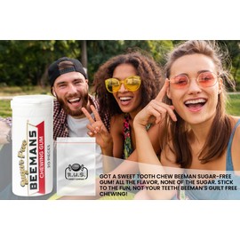 Gerrits Sugar Free Gum Tubes- 12 Pack of 20 Gum Pieces Each- Bundle comes with RUS Candy Company travel bag (12 Pack, Beemans)