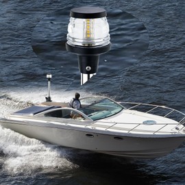 CLGMarine 13 Inchs Stern Light, Navigation Lights, Anchor Light, All Round White LED, 2NM Visibility, Stainless Steel Pole, Removable 2 Pin Plug-in Mount, DC10-24V