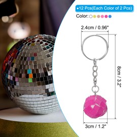 PATIKIL Discokugel Schlüsselanhänger, 12 Stück 70er Jahre Disco Schlüsselring 3cm Discokugel Party Gefälligkeiten Spiegelkugel Schlüsselanhänger Partyzubehör, Mix Farben