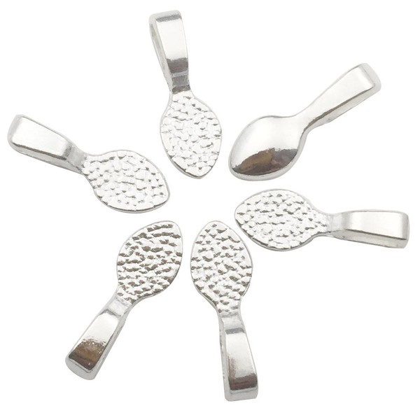 (Silver Bails) - 200 Shiny Silver Colour Glue on Bails-Small