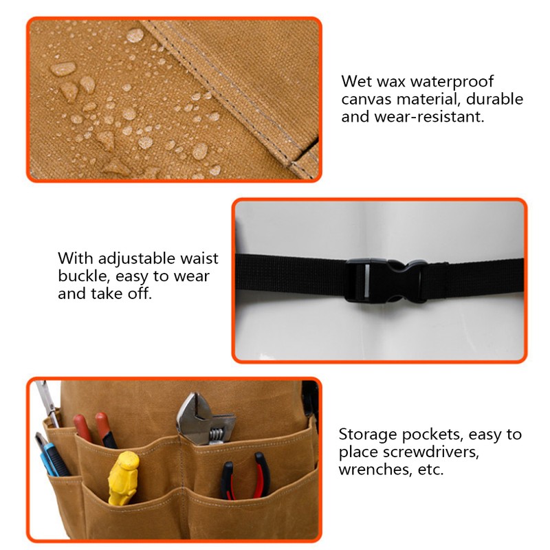 Multi Function Waterproof Waxed Canvas Apron Working Tool Aprons for