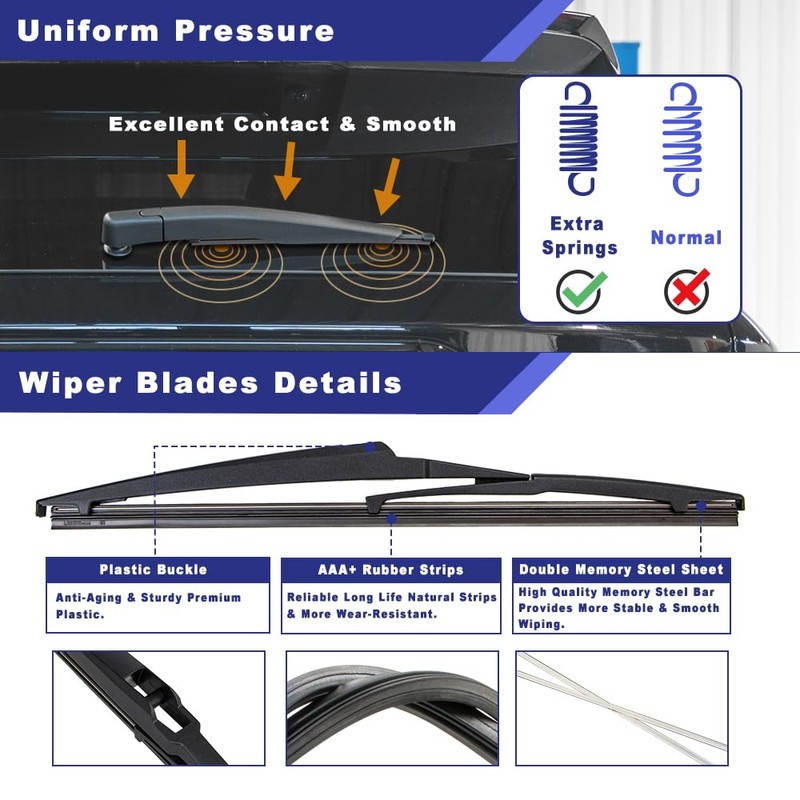 Shopauto Rear Windshield Wiper Arm Blade Assembly Kit Compatible with