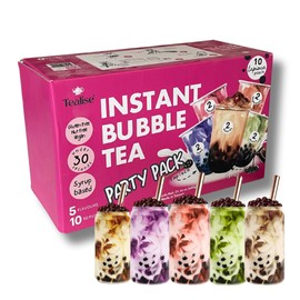 Tealise 10 Servings 5 Flavours Variety Pack Bubble Tea Kit Syrup-based Vegan Gift Bubble Tea Ready in 45 Seconds