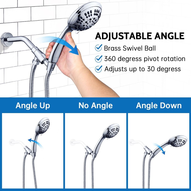 G-Promise High Pressure Shower Head 6 Spray Setting with Adjustable