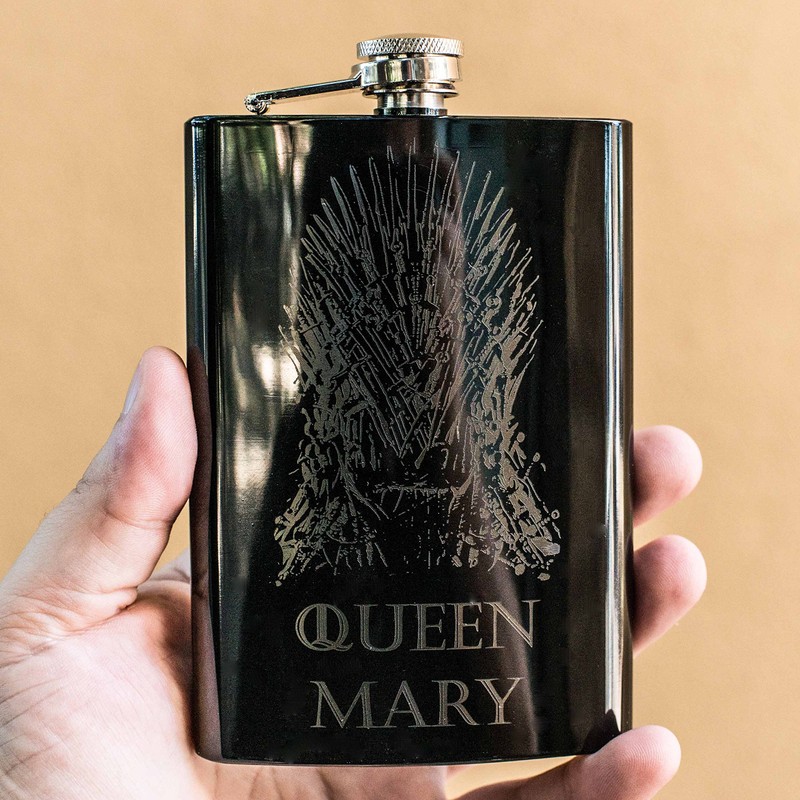 8oz BLACK Customizable Queen of Thrones Flask L1