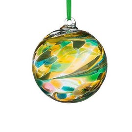 Sienna Glass Angel Orb – Archangel Chamuel Green Fluorite – 10cm Handcrafted Glass Ornament with Ribbon – Unique Spiritual Gift for Home or Office