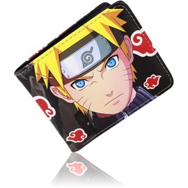 Roffatide Anime Wallets for Naruto Akatsuki Red Cloud Uzumaki Naruto Wallets Artificial Leather Slim Bi-Fold Wallet Multi Purpose Wallet